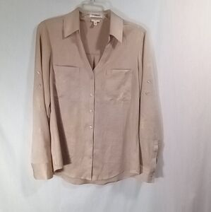 Express Gold Double Pocket Slim Fit Portofino Shirt Size M